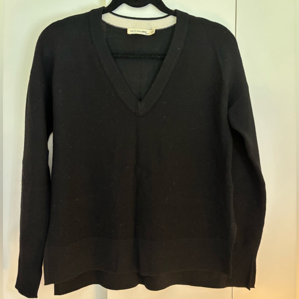 Rag & Bone Black V-Neck Sweater